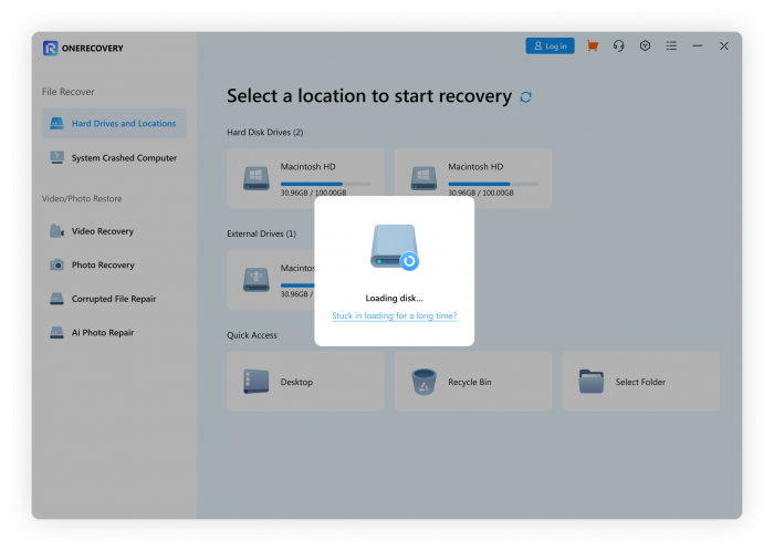 loading the disk uisng ONERECOVERY