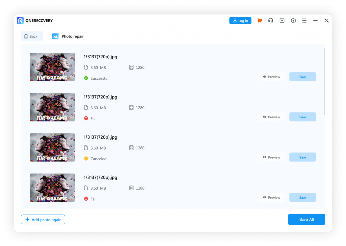 Photo Repaired Successfully on OneRecovery