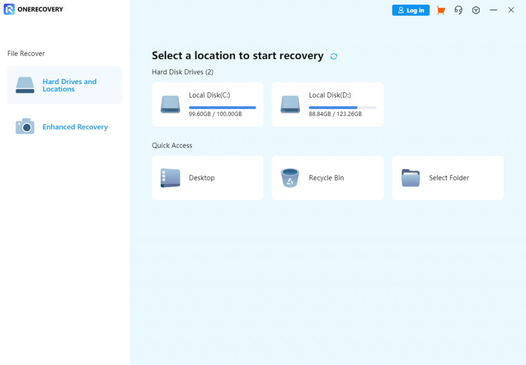 ONERECOVERY data recovery software homepage