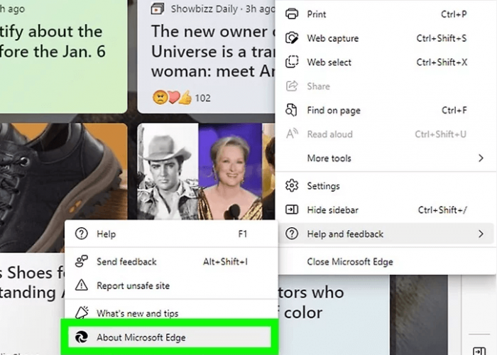 the about microsoft edge button