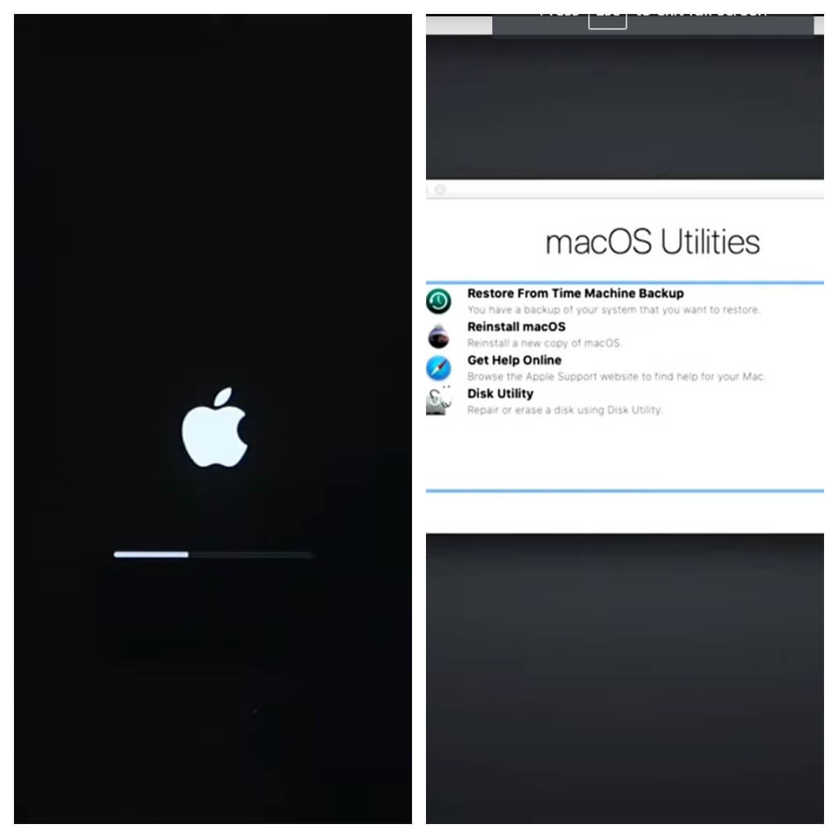 apple's recovery mode screenshot