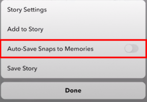 auto save button on snapchat