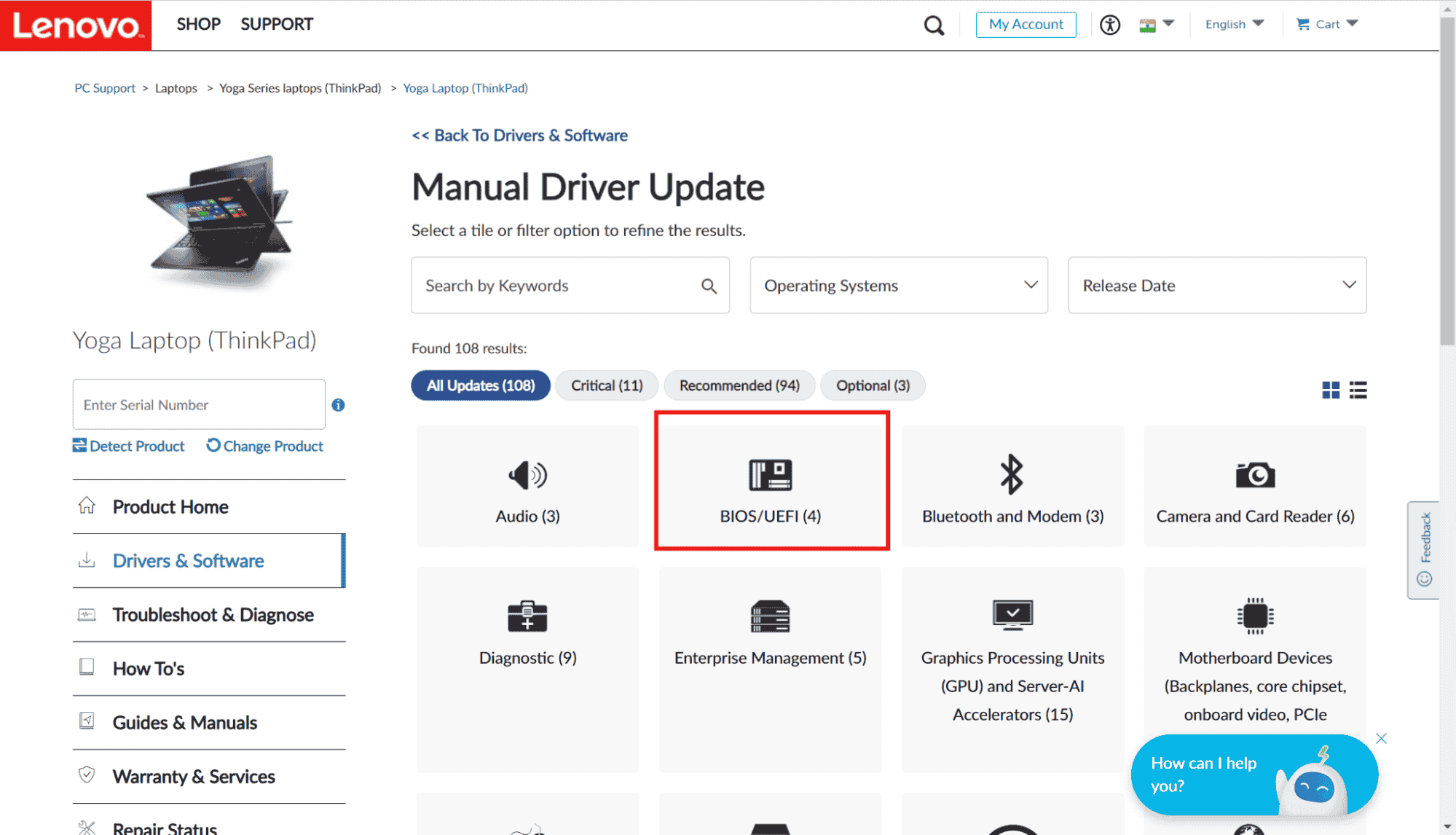 Find the BIOS/UEFI according to your laptop model.