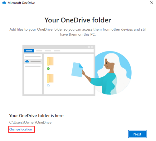 change onedrive folder location