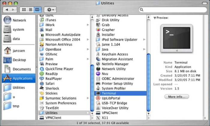 choose terminal on mac