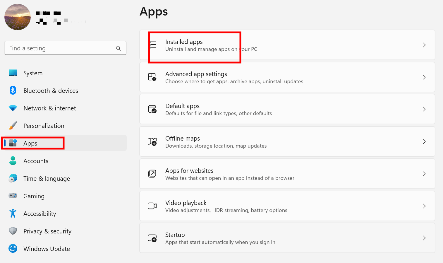 Click Installed Apps.