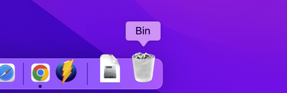 On the Dock, click the trash icon.