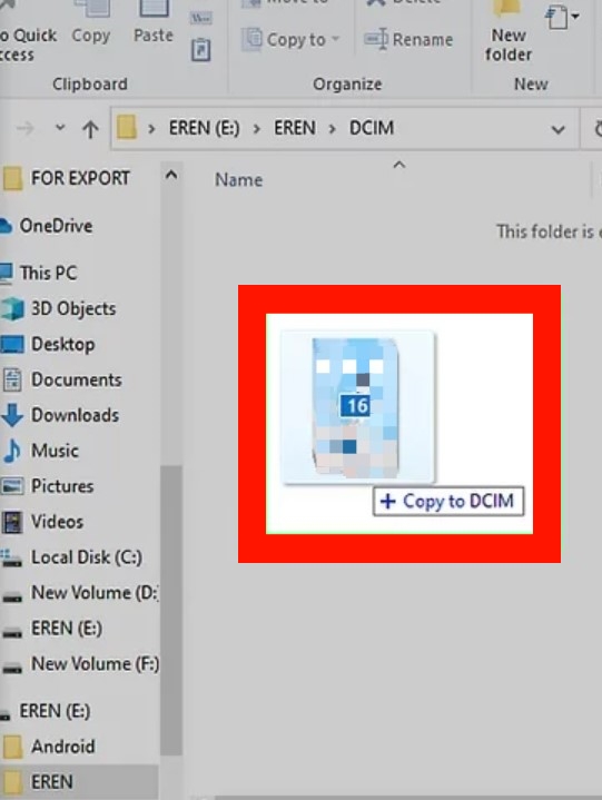 a screenshot: copy to DCIM