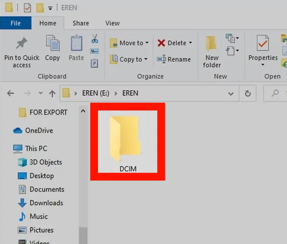 a screenshot: Find DCIM folders in the drive