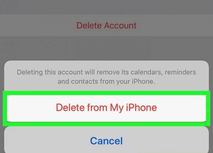 the screenshot of delete from my iphone