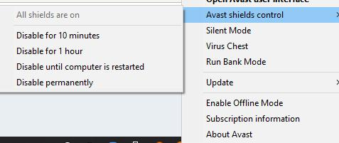 the screenshot of disabling antivirus software