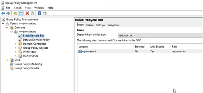disable recycle bin in group policy