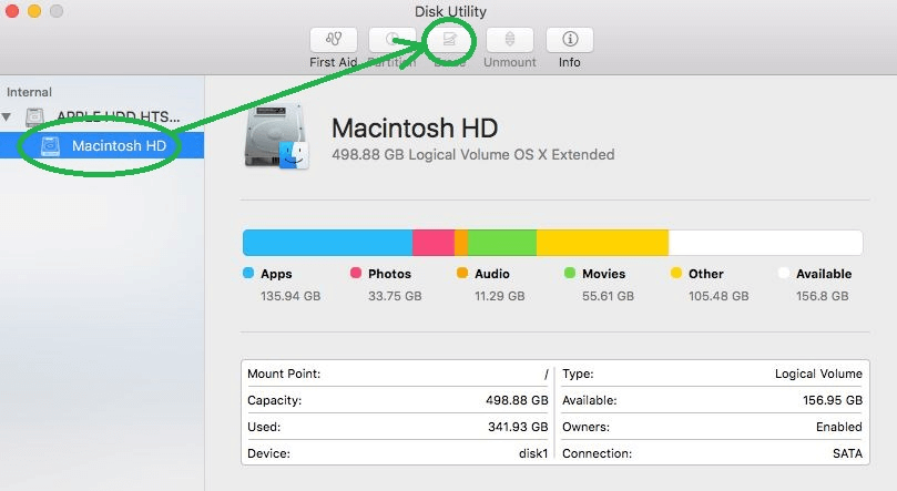 disk utility Macintosh HD page