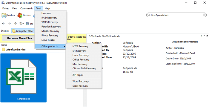 diskInternals excel recovery