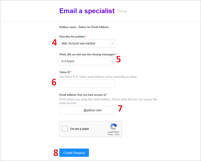 email a Yahoo specialist