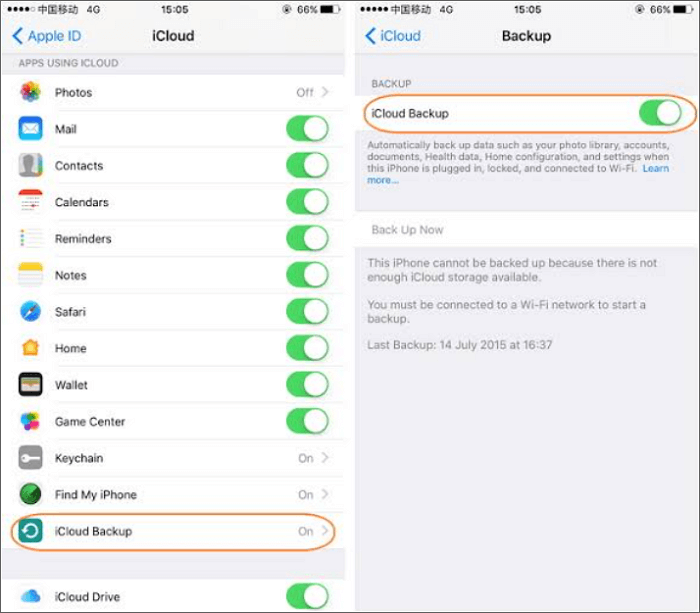 enable icloud service