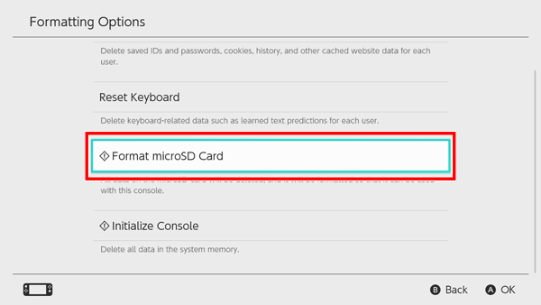 Choose the Format microSD Card option.