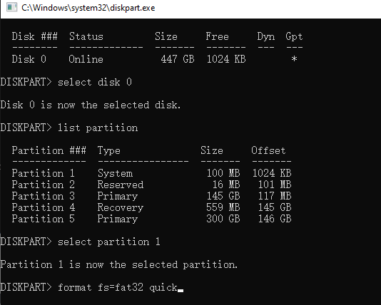 format usb to FAT32 with CMD command