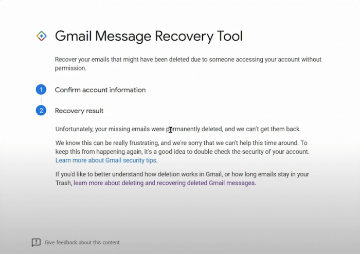 the screenshot of gmail message recovery tool