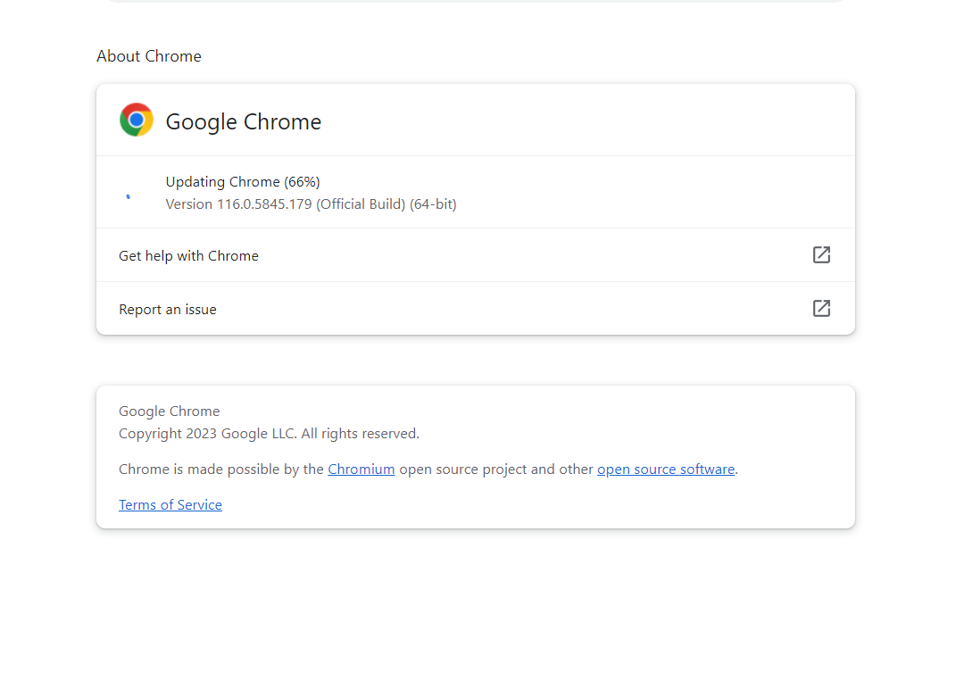 A screeshot: click it to update the latest version of Google Chrome > restart your browser