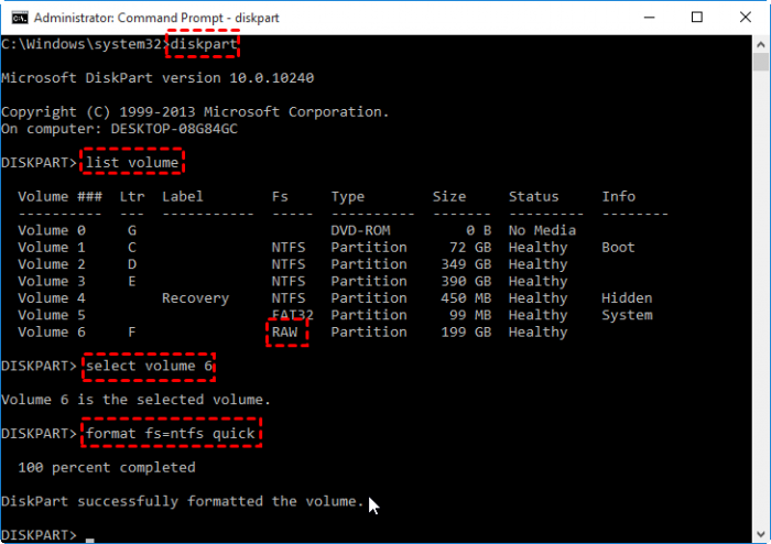 Format the RAW hard drive