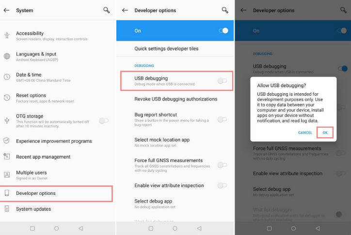 enable usb debugging on oneplus