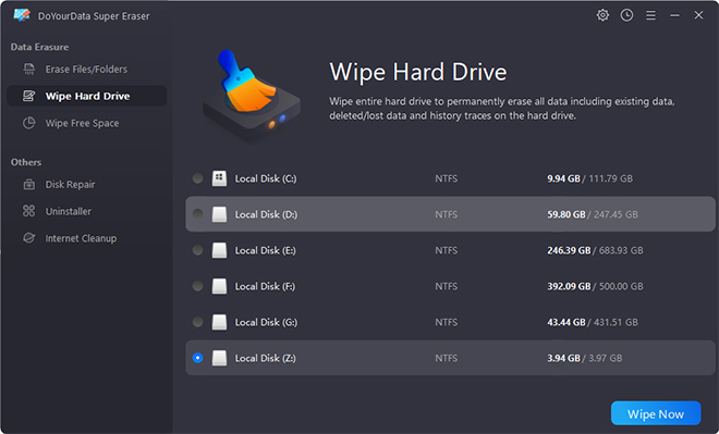 Wipe hard drive