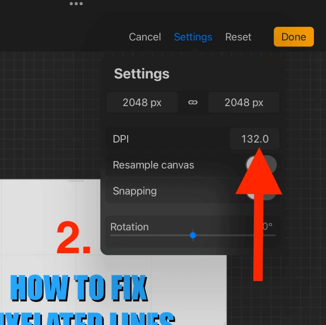 Adjust DPI on Procreate