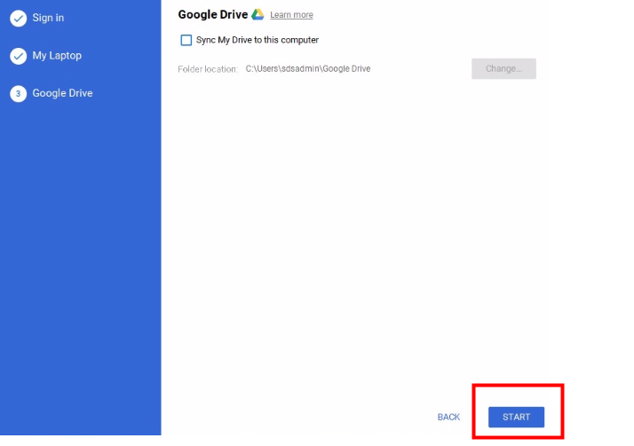 Start Sync My Drive to this computer