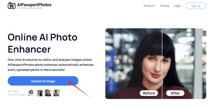 Upload an image on Online Photo Enhancer