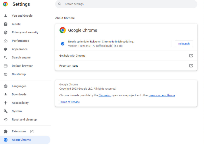 update chrome browser