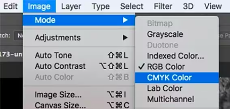 Choose Image mode on Photoshop