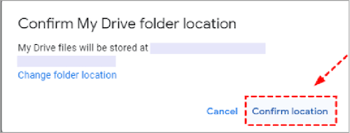 Confirm My Drive folder location