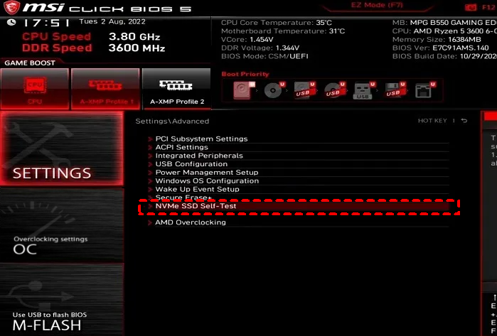 NVME self-test