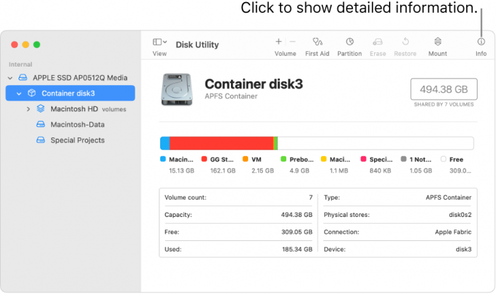 Info of the disk in Disk Utility