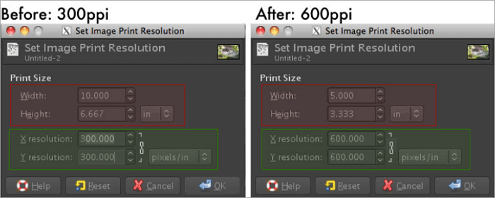 increase resolution gimp