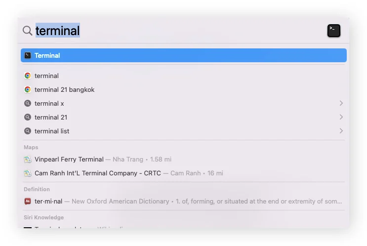 Launch Terminal on Mac.