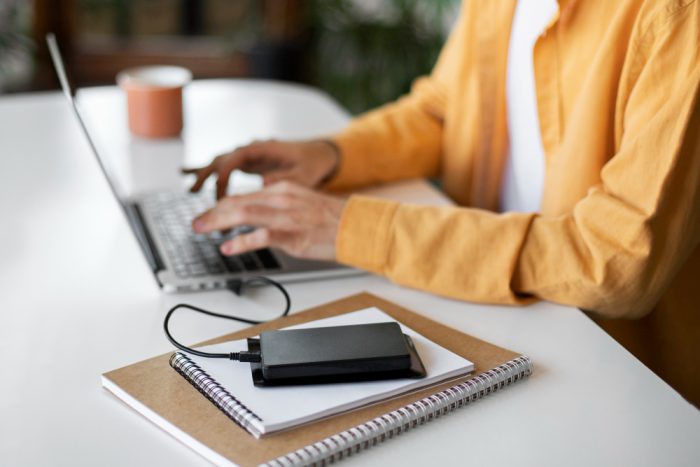 man using external storage used