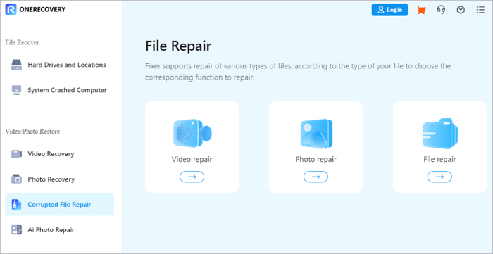 onerecovery repair tool interface