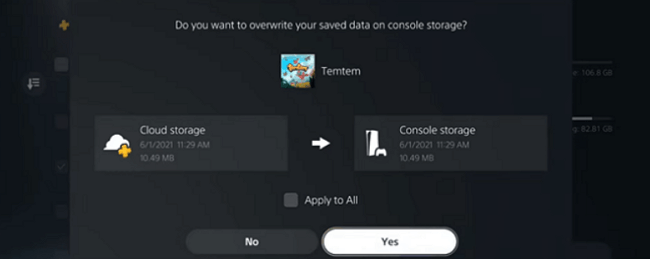overwrite saved data ps5