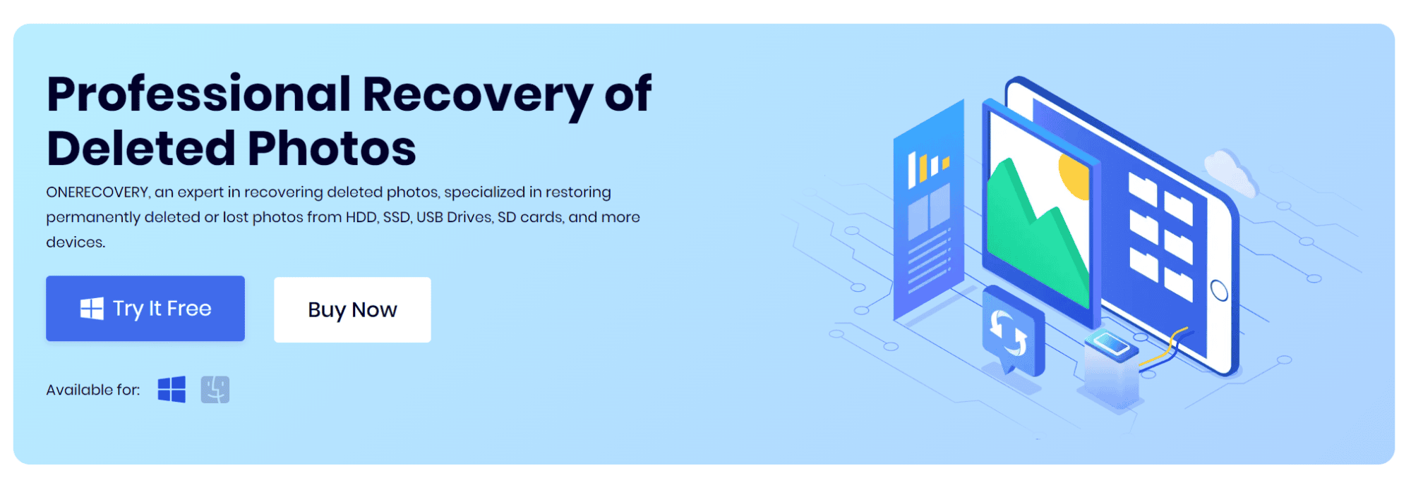 a screenshot of ONERECOVERY homepage.