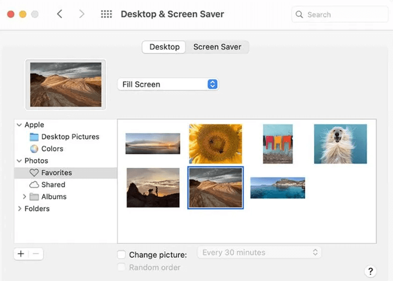recover wallpaper on mac in desktop and screen saver screenshot