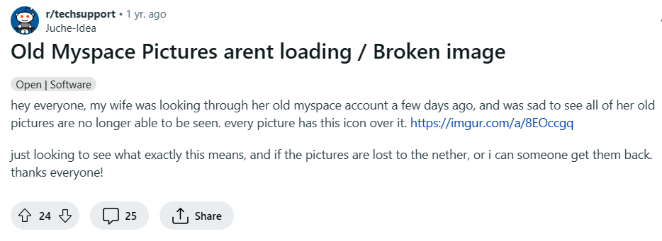 reddit: Old Myspace Pictures arent loading/ Broken image
