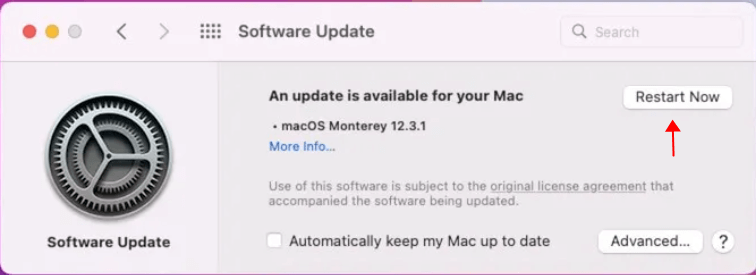 click Update Now or Restart Now to update.