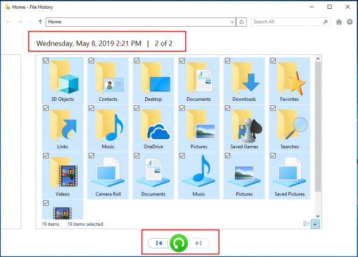 restore files with File History