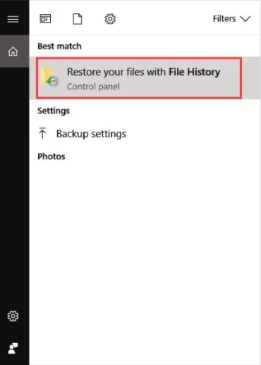 click the restore files with File History button