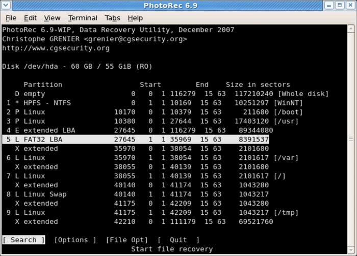 sandisk recovery photorec