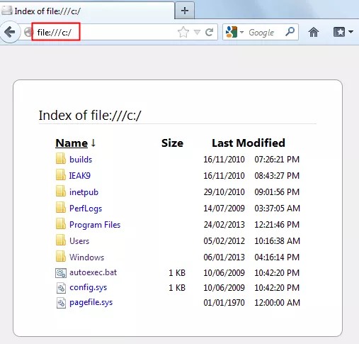 show hidden files using google chrome