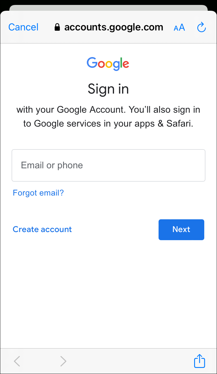 Sign into your Google account.