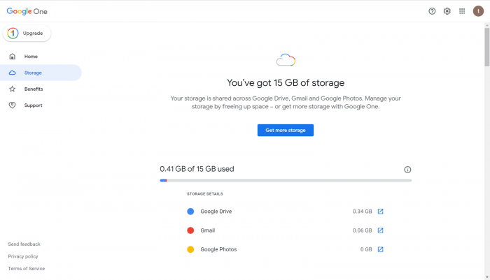 storage in google one